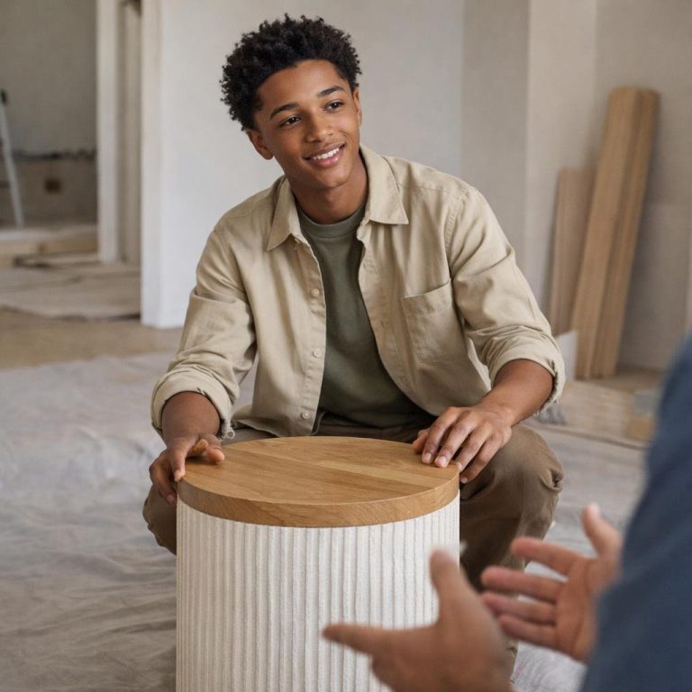 Drum-Shaped Accent Table