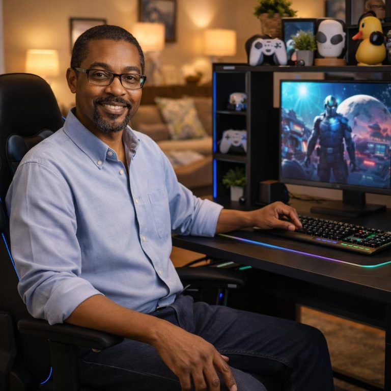 Gaming Desk with Display Shelves