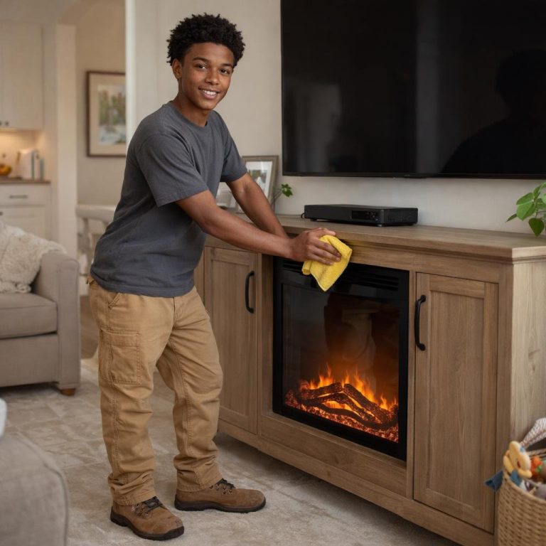 Media Console with Fireplace